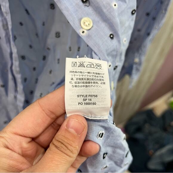 Jcrew Embroidered Polka Dot JCrew Perfect Shirt Button Up TALL - Picture 4 of 7